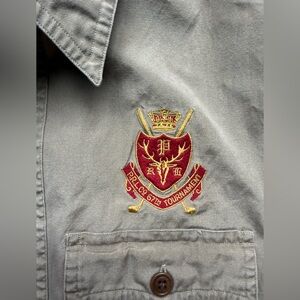 Vintage Ralph Lauren Tan Polo Shirt with Embroidered mens XL tournament crest